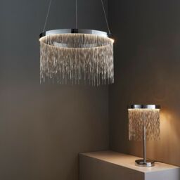 Loops LED Ceiling Pendant Light 30W Warm White CHROME & Silver Chain Luxury Lamp - thumbnail 5