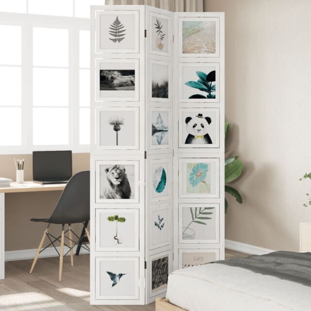Berkfield Home Room Divider 3 Panels White Solid Wood Paulownia - image 1