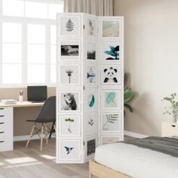 Berkfield Home Room Divider 3 Panels White Solid Wood Paulownia - thumbnail 3