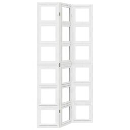 Berkfield Home Room Divider 3 Panels White Solid Wood Paulownia - thumbnail 2