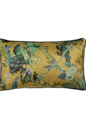 Laurence Llewelyn-Bowen 'Cotswold Fantasia Dawn' Floral Print Velvet Rectangular Filled Cushion in Gold - Size: 30 cm x 50 cm - thumbnail 2