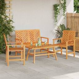Berkfield Home Modern 4 Piece Garden Lounge Set Solid Wood Acacia in Brown - thumbnail 4