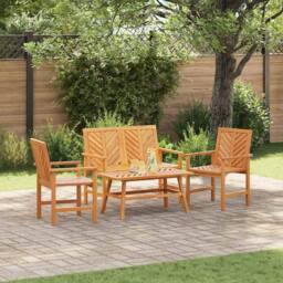 Berkfield Home Modern 4 Piece Garden Lounge Set Solid Wood Acacia in Brown - thumbnail 2