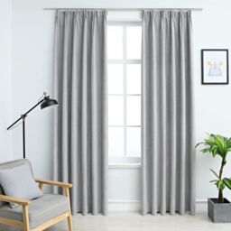 Berkfield Home Blackout Curtains with Hooks 2 pcs Grey 140x175 cm - thumbnail 1