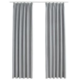 Berkfield Home Blackout Curtains with Hooks 2 pcs Grey 140x175 cm - thumbnail 2