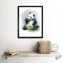 "Artery8 Panda Bamboo Watercolour Home Decor 12x16"" Framed Art Print in Grey - Size: W12"" x H16""" - thumbnail 2