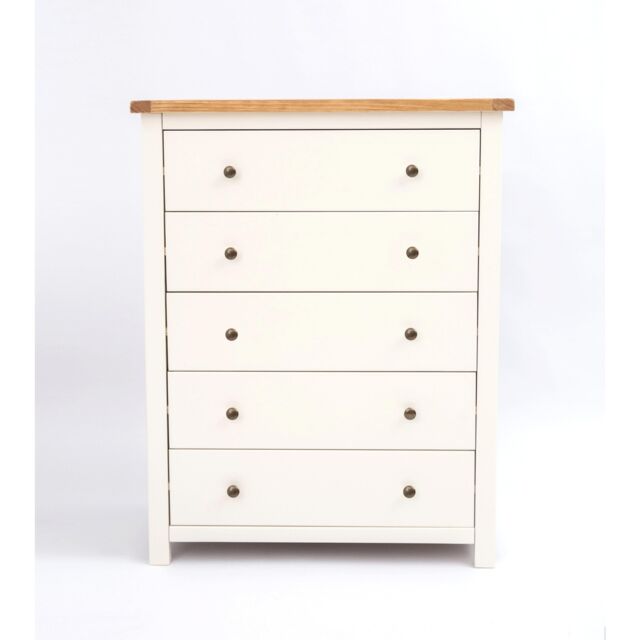 Cabinet Bits Maggiori 5 Drawer Chest of Drawers Brass Knob in Off-White - image 1