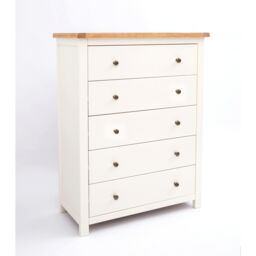 Cabinet Bits Maggiori 5 Drawer Chest of Drawers Brass Knob in Off-White - thumbnail 2