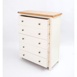 Cabinet Bits Maggiori 5 Drawer Chest of Drawers Brass Knob in Off-White - thumbnail 4