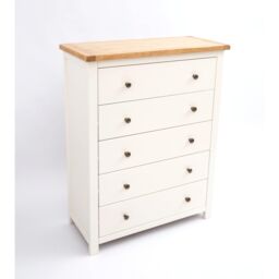 Cabinet Bits Maggiori 5 Drawer Chest of Drawers Brass Knob in Off-White - thumbnail 3