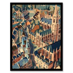 "Artery8 Oxford Cityscape Artwork Christ Church Cathedral Framed Art Print in Beige - Size: W12"" x H16""" - thumbnail 1