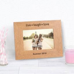 Uniqueful Personalised Live Laugh Love Wood Picture Frame 6x4 Anniversary Couple in Brown - thumbnail 3
