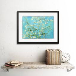 "Artery8 Van Gogh Branches Almond Blossom 1890 Artwork 12x16"" Framed Art Print in Blue - Size: W12"" x H16""" - thumbnail 2