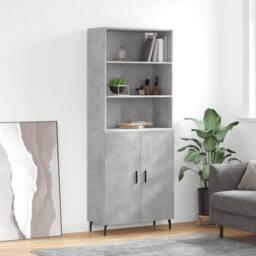 Berkfield Home Highboard Concrete Grey 69.5x34x180 cm Engineered Wood - thumbnail 2