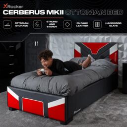 X Rocker Cerberus Gaming Ottoman Bed for Kids & Teens, Upholstered in Red - Size: Double - thumbnail 2