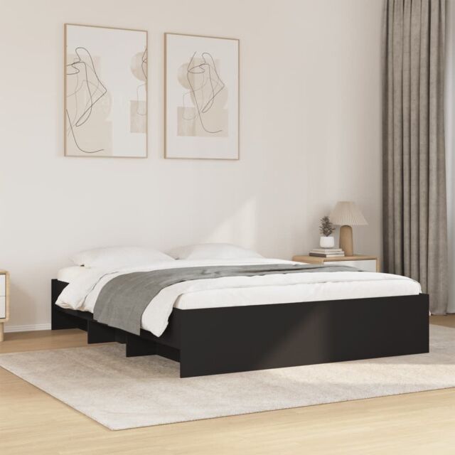 Berkfield Home Bed Frame without Mattress Black 150x200 cm King Size Engineered Wood - image 1
