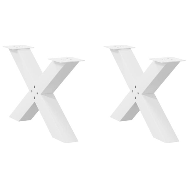 Berkfield Home Coffee Table Legs X-Shaped 2 pcs White 70x(42-43) cm Steel - image 1