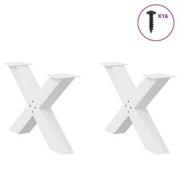 Berkfield Home Coffee Table Legs X-Shaped 2 pcs White 70x(42-43) cm Steel - thumbnail 3