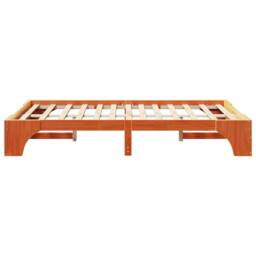 Berkfield Home Traditional Wood Bed Frame Wax brown Solid wood 140 x 190 cm Durable - thumbnail 6
