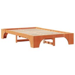 Berkfield Home Traditional Wood Bed Frame Wax brown Solid wood 140 x 190 cm Durable - thumbnail 7