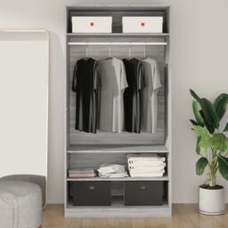 Berkfield Home Wardrobe Grey Sonoma 100x50x200 cm Engineered Wood - Size: 100 x 50 x 200 cm - thumbnail 3
