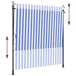 Berkfield Home Outdoor Roller Blind Blue & White 150x270 cm Fabric&Steel - thumbnail 6