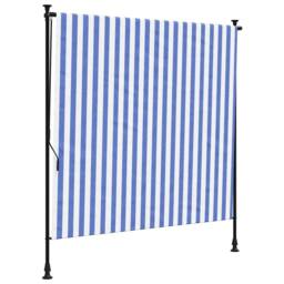 Berkfield Home Outdoor Roller Blind Blue & White 150x270 cm Fabric&Steel