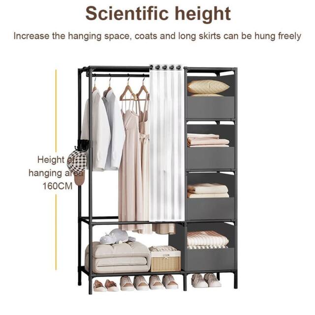 FLAVORA Metal Clothes Rail Storage Garment Shelf Heavy Duty Black - image 1