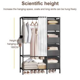 FLAVORA Metal Clothes Rail Storage Garment Shelf Heavy Duty Black
