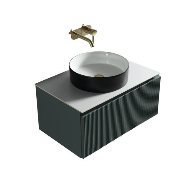 Bathroom Kingdom Flauto Smoked Sage Wall Hung Basin Vanity 600mm in Dark Green - image 1