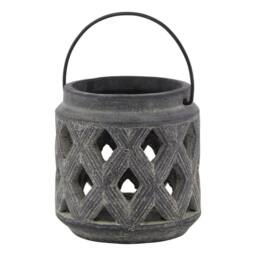 Hill Interiors Amalfi Lattice Lantern in Grey - thumbnail 2