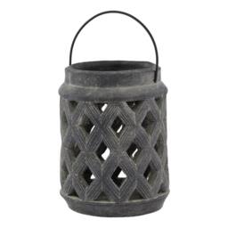 Hill Interiors Amalfi Lattice Lantern in Grey - thumbnail 1