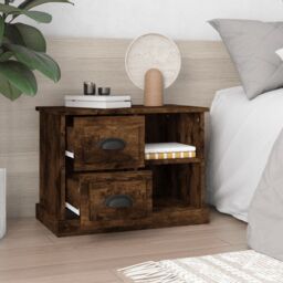 Berkfield Home Bedside Cabinet Smoked Oak 60x35.5x45 cm in Brown - thumbnail 3