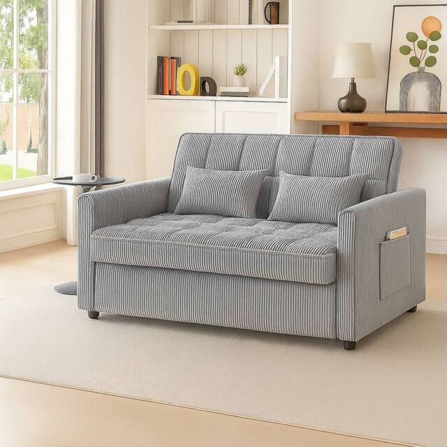LUXURY LIFE Madrid Jumbo Cord 2 Seater Pull Out Sofa Bed in Grey