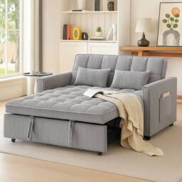LUXURY LIFE Madrid Jumbo Cord 2 Seater Pull Out Sofa Bed in Grey - thumbnail 2