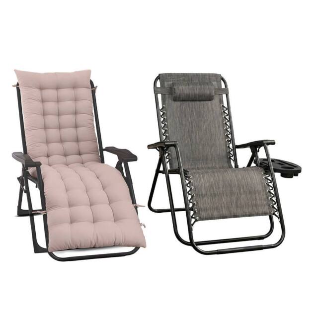 Royalford Adjustable Zero Gravity Chair with Cushion Folding Sun Lounger in Dusty Pink - image 1