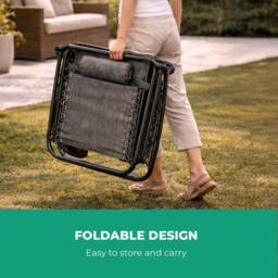 Royalford Adjustable Zero Gravity Chair with Cushion Folding Sun Lounger in Dusty Pink - thumbnail 2