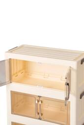 Living and Home 5/4 Tier Foldable Rolling Plastic Storage Cabinet with Magnetic Doors in Cream - Size: XL - thumbnail 9