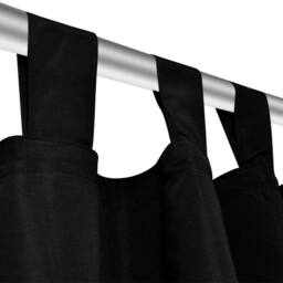 Berkfield Home Give 2 pcs Black Micro-Satin Curtains with Loops 140 x 175 cm - thumbnail 4