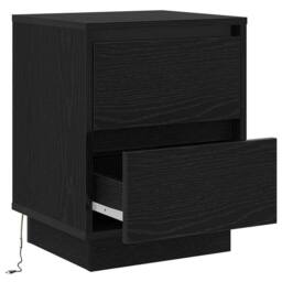 Berkfield Home Bedside Cabinet with LED Lights Black 39x34.5x50 cm - thumbnail 6