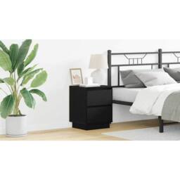 Berkfield Home Bedside Cabinet with LED Lights Black 39x34.5x50 cm - thumbnail 2