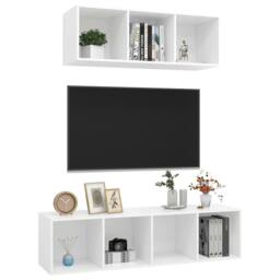 Berkfield Home 2 Piece TV Cabinet Set White Engineered Wood - thumbnail 3