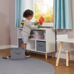 Liberty House Toys Storage Shelf & Fabric Storage Bins in White - thumbnail 4