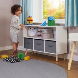 Liberty House Toys Storage Shelf & Fabric Storage Bins in White
