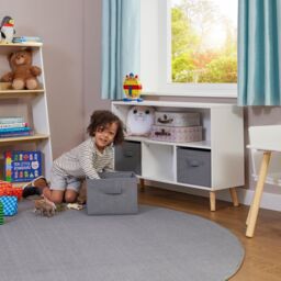Liberty House Toys Storage Shelf & Fabric Storage Bins in White - thumbnail 2