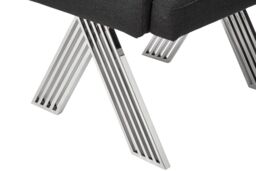 Orsina Luxurious Black Dining Chair with Silver Legs, Livingroom Armchair, Outdoor Patio Chair, Ideal As Kitchen Chair - thumbnail 5