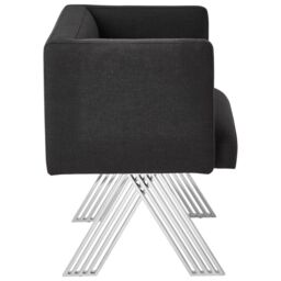 Orsina Luxurious Black Dining Chair with Silver Legs, Livingroom Armchair, Outdoor Patio Chair, Ideal As Kitchen Chair - thumbnail 2
