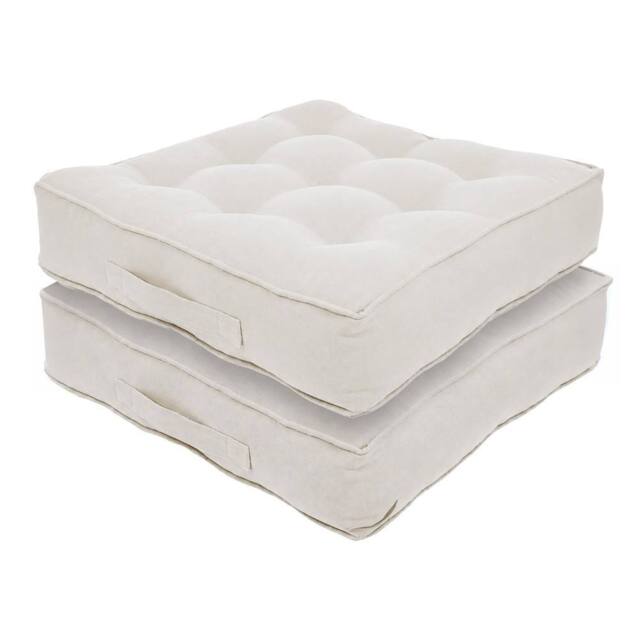 Harbour Housewares Square Armchair Booster Cushions - 50 x 50cm - Pack of 2 in Cream - Size: 50 x 50 cm - image 1