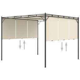 Berkfield Home Durable Garden Gazebo with Side Curtain 3x3x2.25m Cream in Beige - thumbnail 5