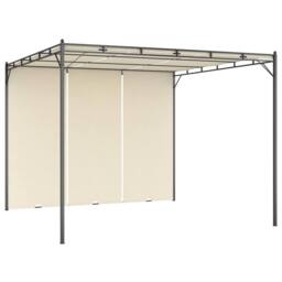Berkfield Home Durable Garden Gazebo with Side Curtain 3x3x2.25m Cream in Beige - thumbnail 2
